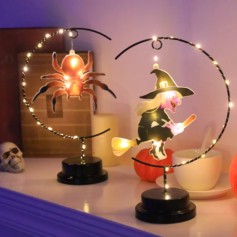 Led Halloween Wrought Iron Witch Modeling Lamp Atmosphere Decorative Lamp