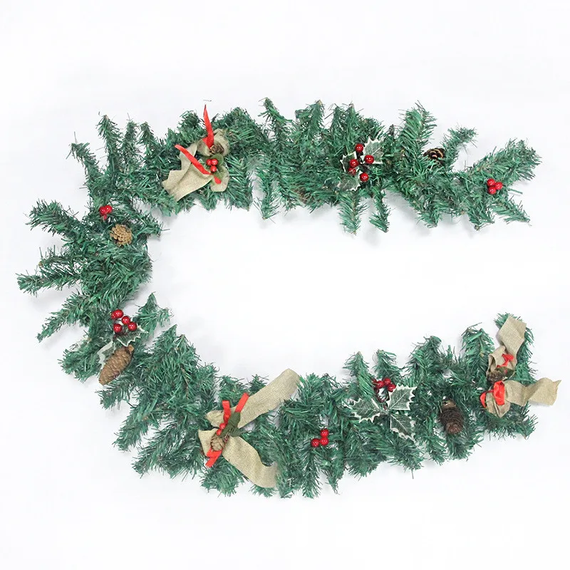 Green Christmas Rattan 1.8 Meters With Lights Garland Hotel Decoration