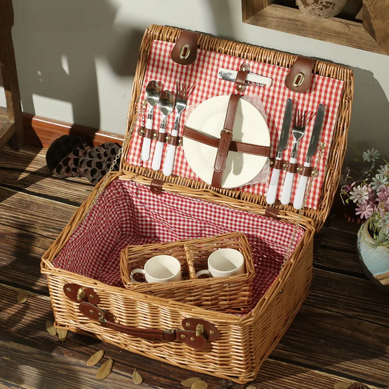 Wicker Storage Box Picnic Basket