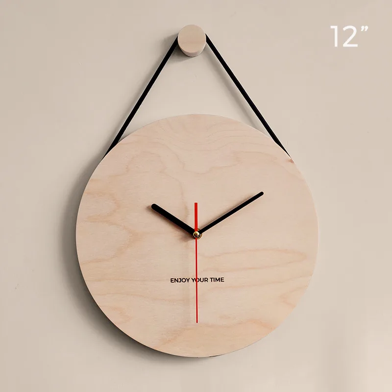Wooden Sling Creative Wall Clock Nordic Home Living Room Clock Decoration