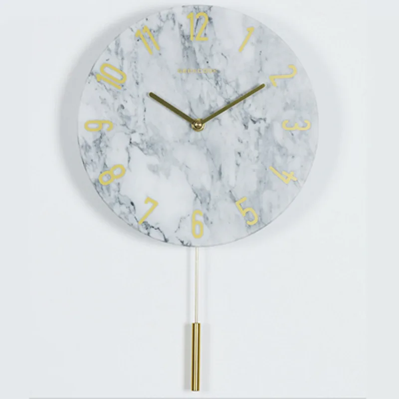 Nordic Ins Art Wall Clock Mute Atmosphere Fashion Creative Personality Living Room Bedroom Clock Marble Clock