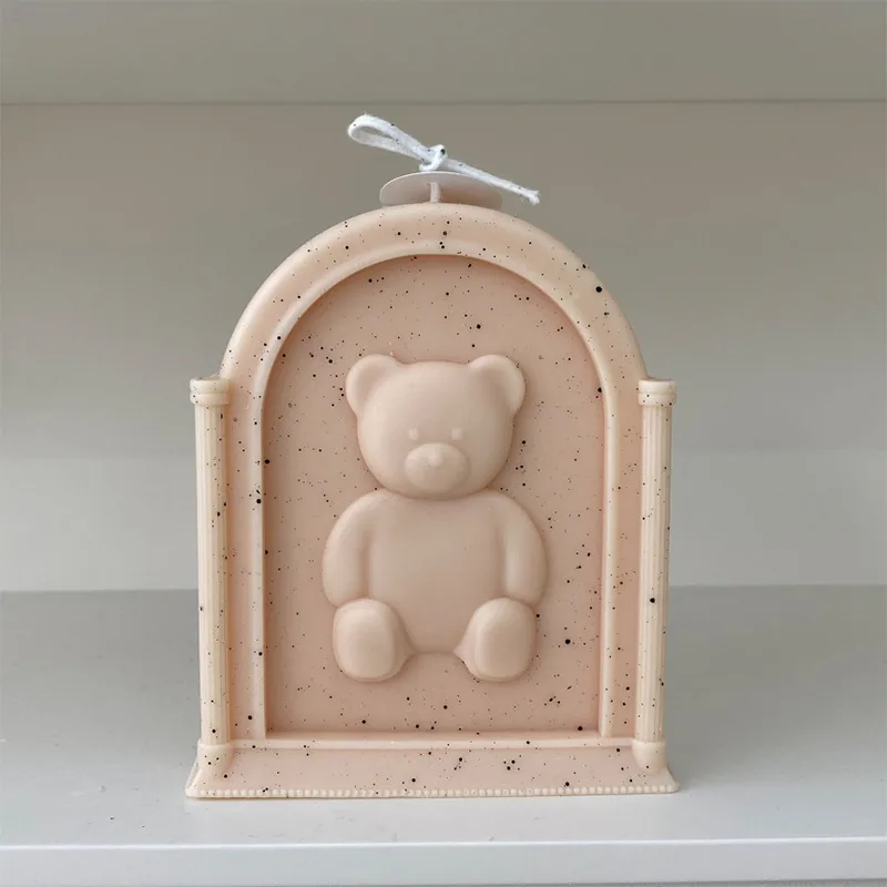 Teddy Bear Photo Frame Scented Candle Silicone Mold