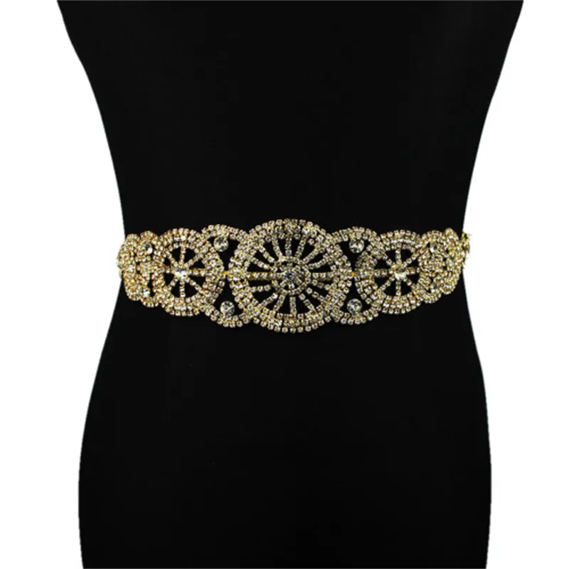 Women's Fashion Circle Rhinestone Glass Belt