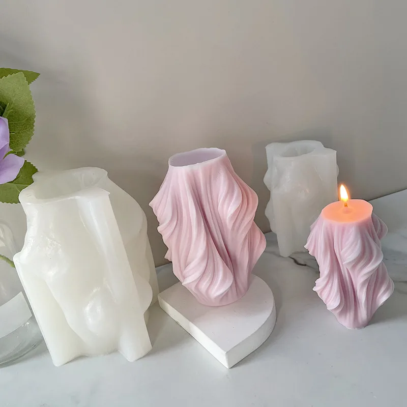 Geometric Irregular Wave Pattern Rotating Scented Candle Silicone Mold