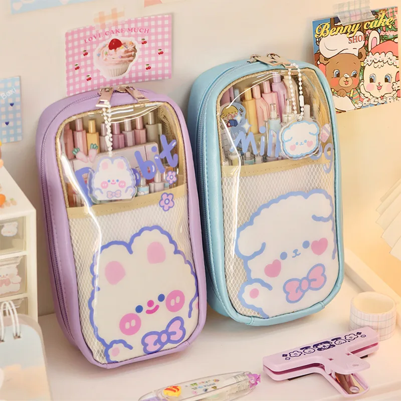 Cartoon Creative Transparent Simple Student Pencil Case Stationery Bag