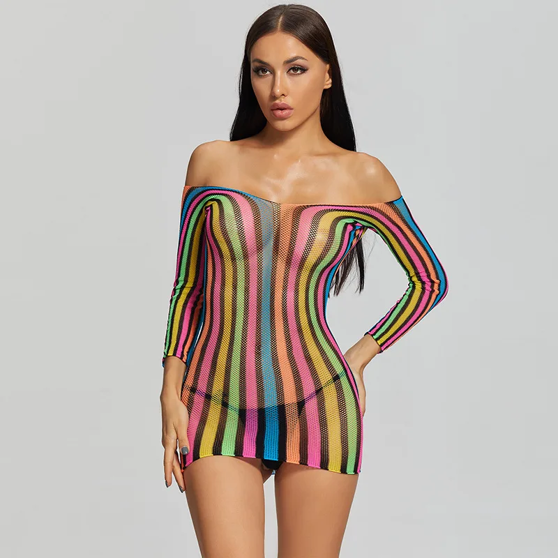 Colorful Long Sleeve Hip Pack One Piece Mesh
