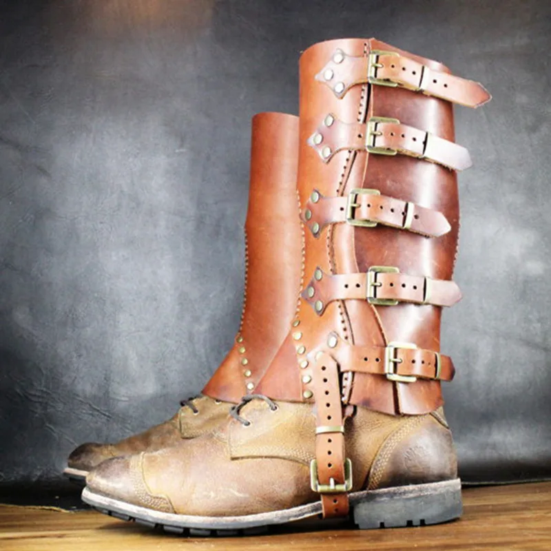 Leather belt buckle leg guard shoe cover