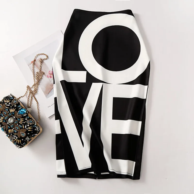OL Temperament Women's Digital Printing Pencil Skirt