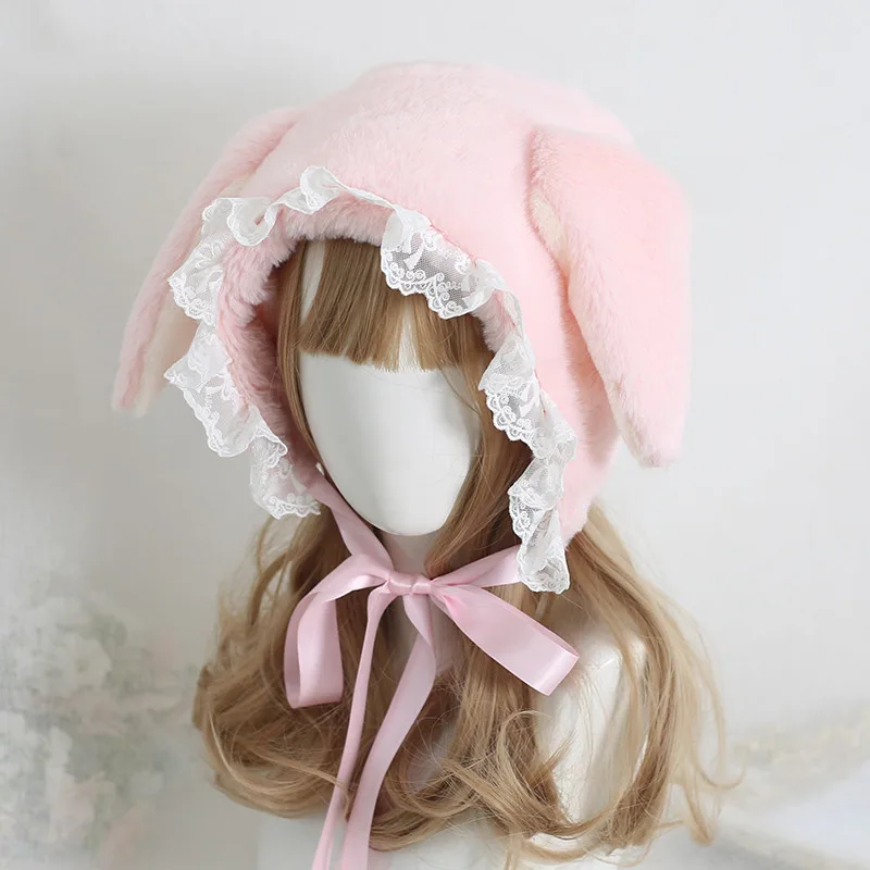 Lace Lolita Ear Guard Versatile Plush Winter Warm Hat