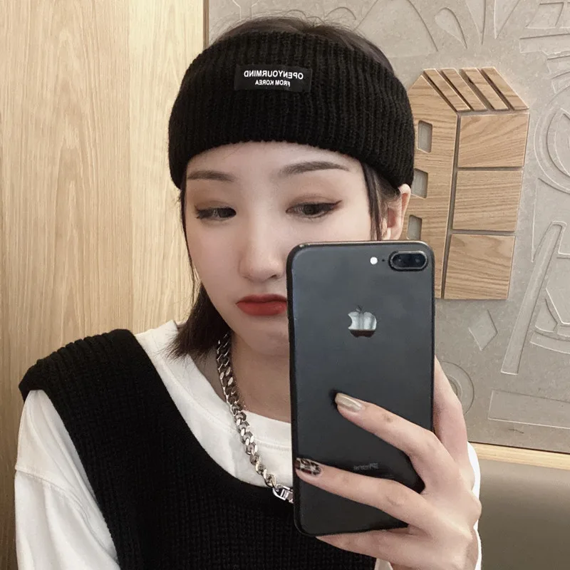 Wide Brim Headdress Knitted Headband Female Net Infrared Out