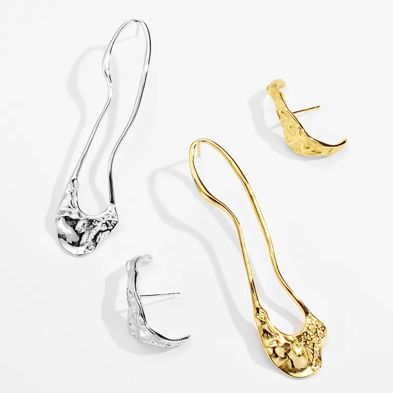 Women's Fashion Sterling Silver Long Textured Earrings