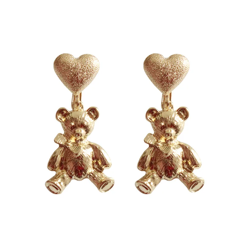 Golden Cute Blessing Bear Ear Stud Ear Clip