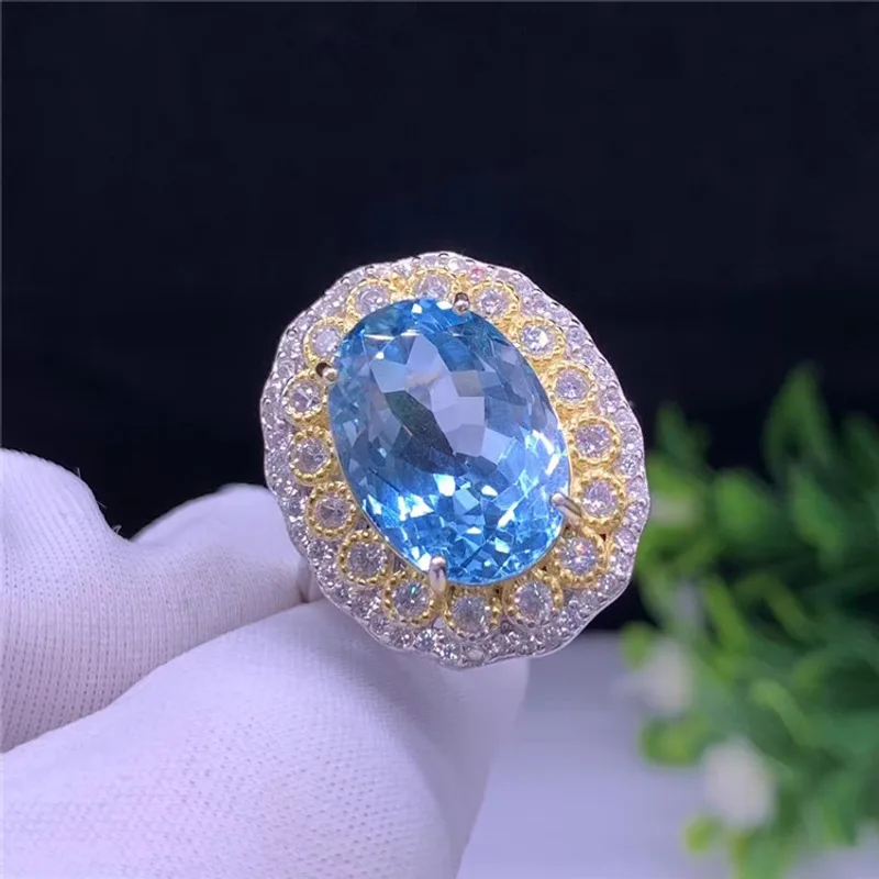 Blue Topaz Inlaid Silver Ring