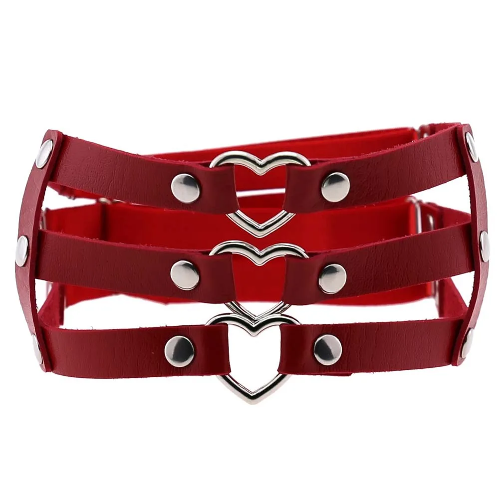 New Punk Style Trend Love Hollow Garter Belt Fashion All-Match Leather Elastic Thigh Loop Leg Belt