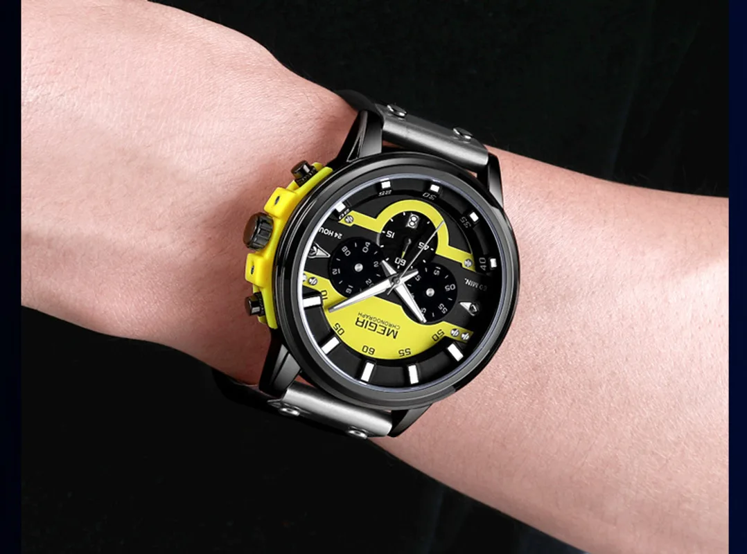 Men's Watch Sports Fashion Multifunctional Calendar Leather Quartz Watch