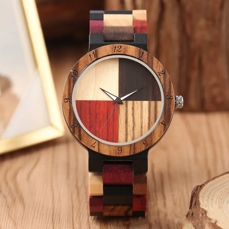 Full color wooden creative digital watch