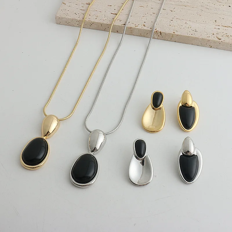 New Chinese Style Accessories Irregular Stitching Black Onyx Necklace Women