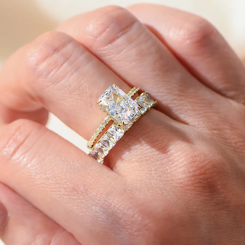 S925 Sterling Silver 5A Cubic Zirconia Ring Set