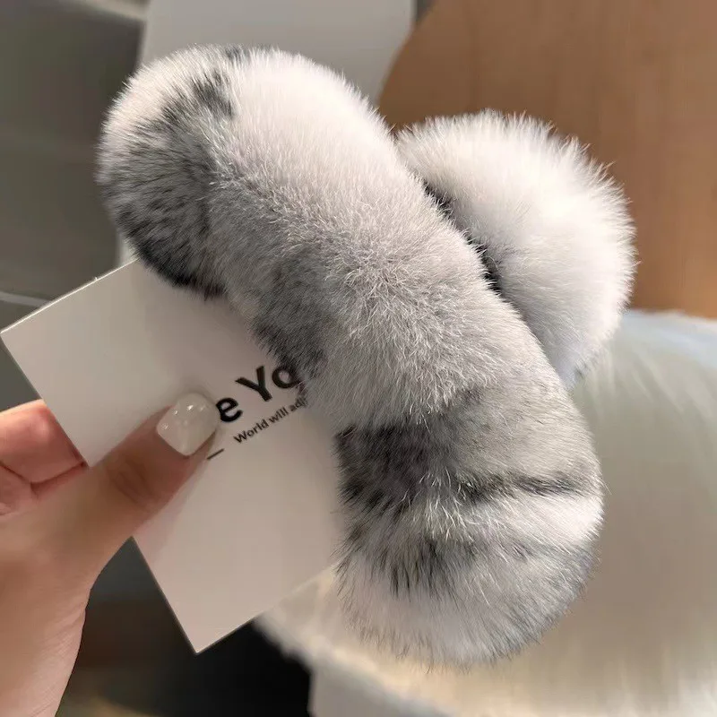 Real Rex Rabbit Hair New Cute Plush Headdress Hair Claw