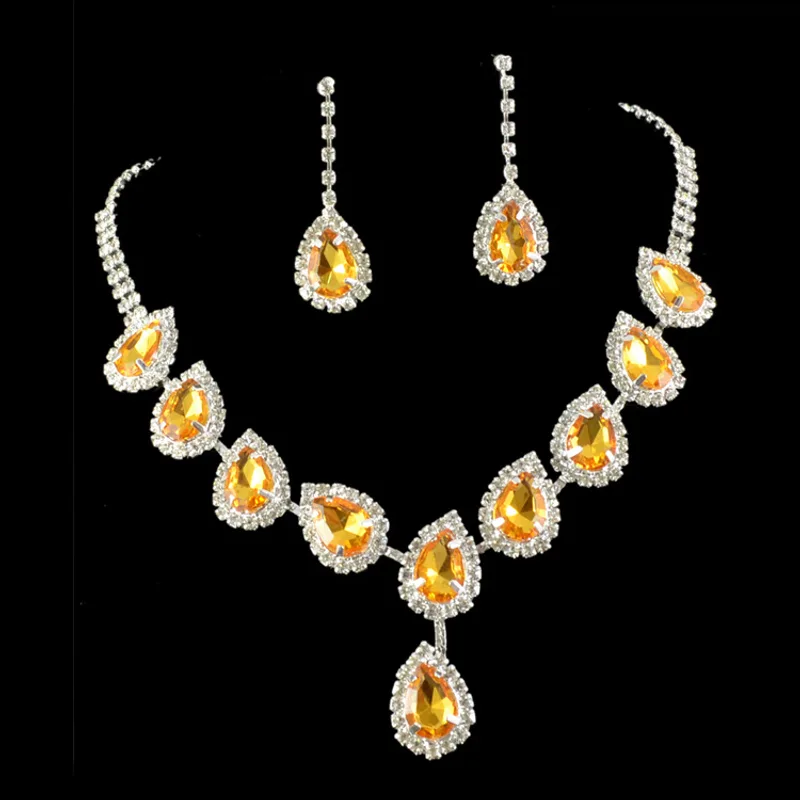 Bridal Jewelry Set Color Rhinestone Necklace