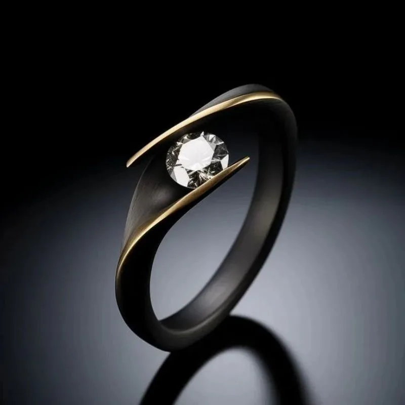 Female Minimalist Retro Creative Diamond Studded Ring