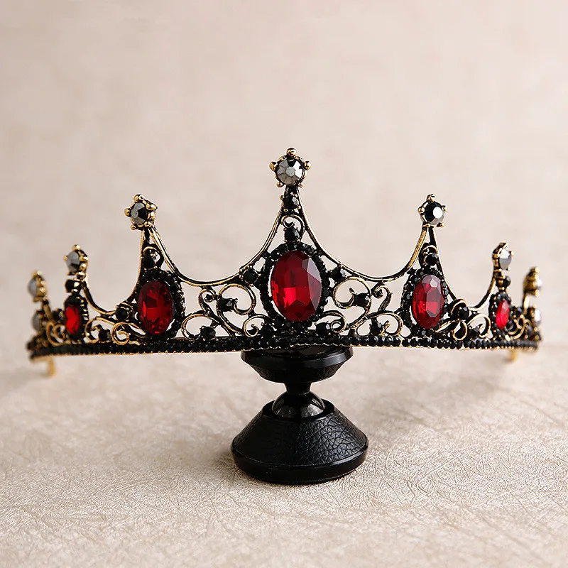 New Baroque Retro Black Crown Bridal Headdress Wedding Photo Accessories