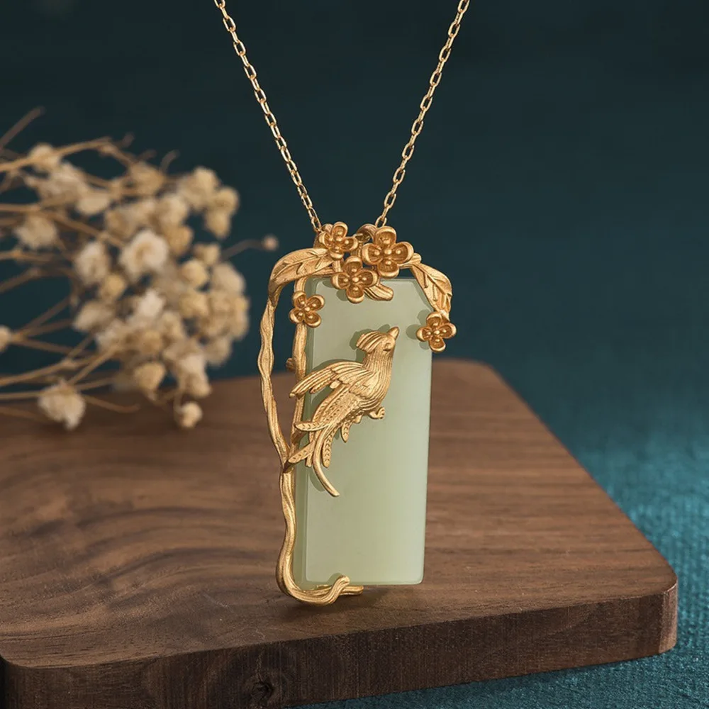 Design Court Copper Gold Plated Magpie Flower Branch Necklace