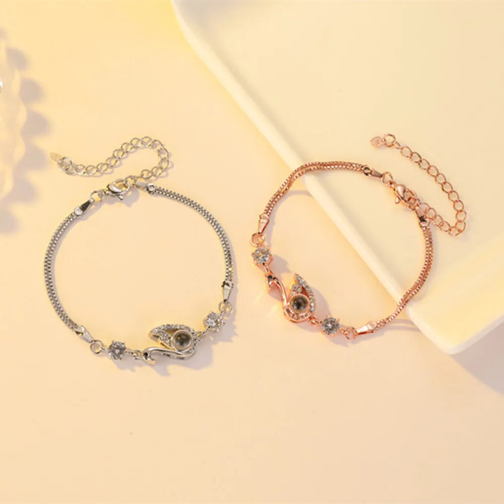 Fashion Black Swan Bracelet Personality Zircon