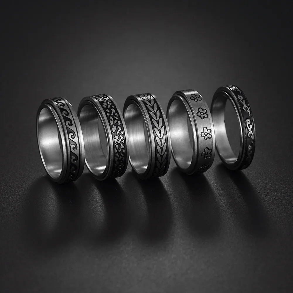 Men's And Women's Fashion Personality Turning Titanium Steel Ring