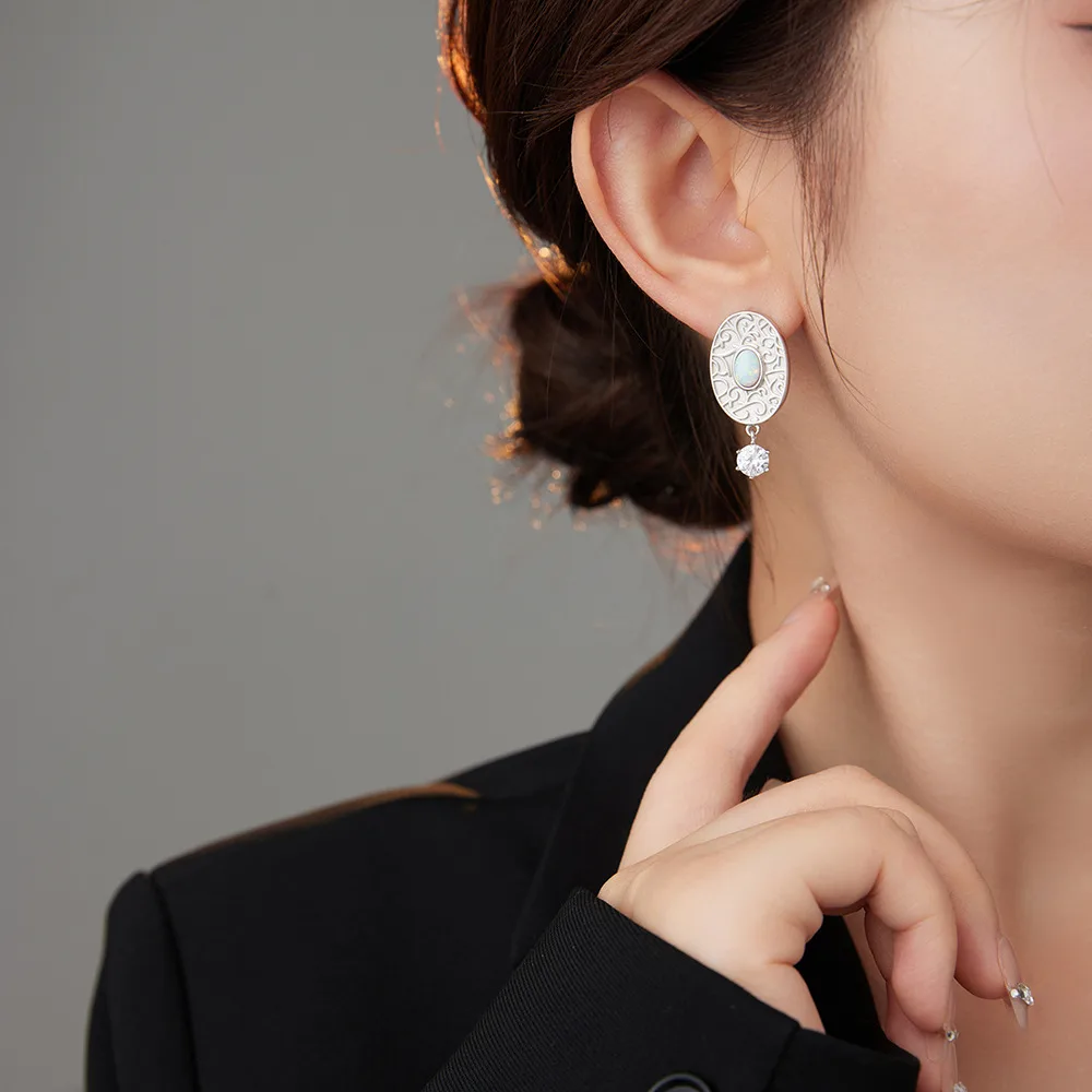 Vintage Zircon Big Earrings Exaggerated