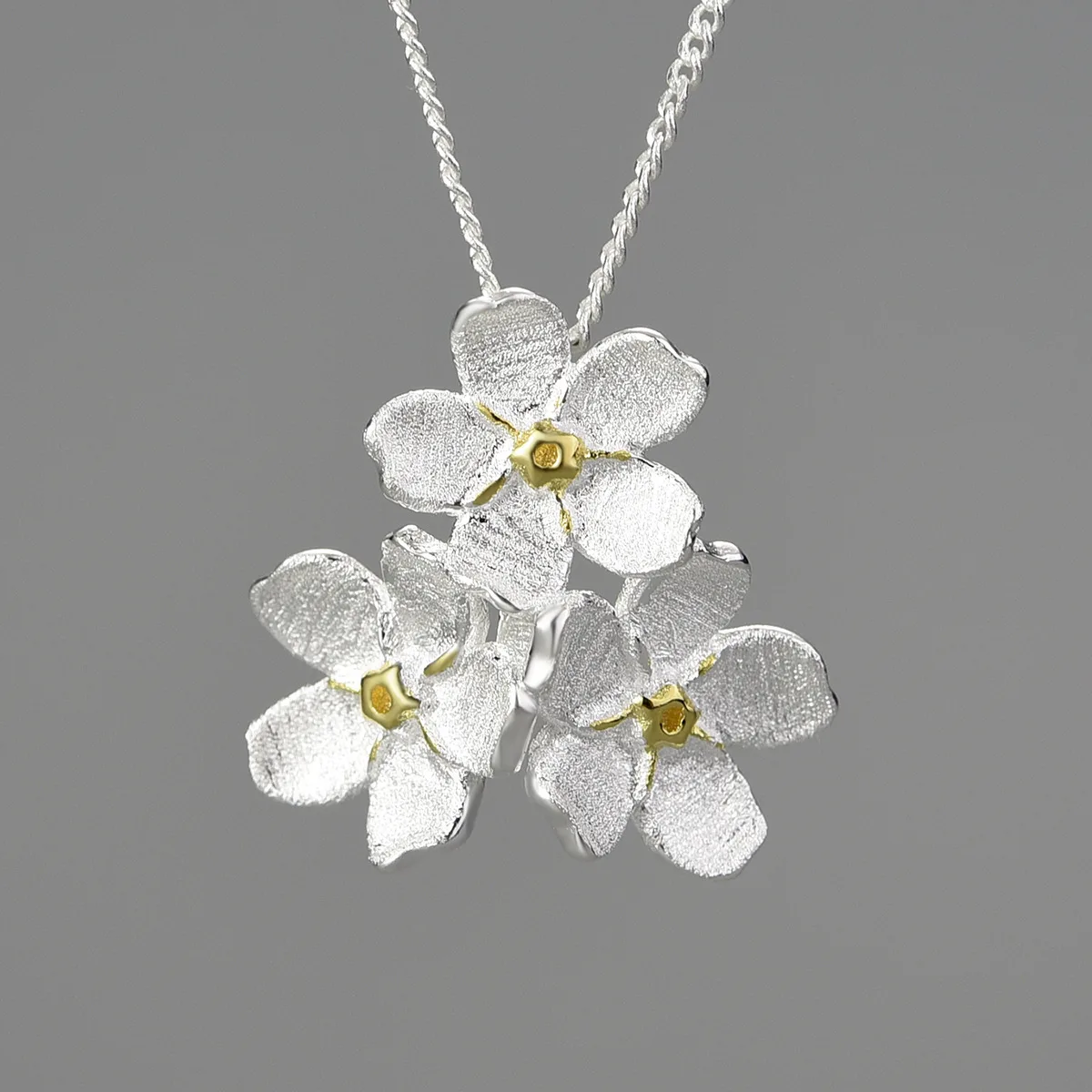 Myosotis Sylvatica Sterling Silver Pastoral Style Hand-designed Decorations