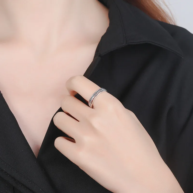 Sterling Silver Japanese And Korean Heart Link Ring