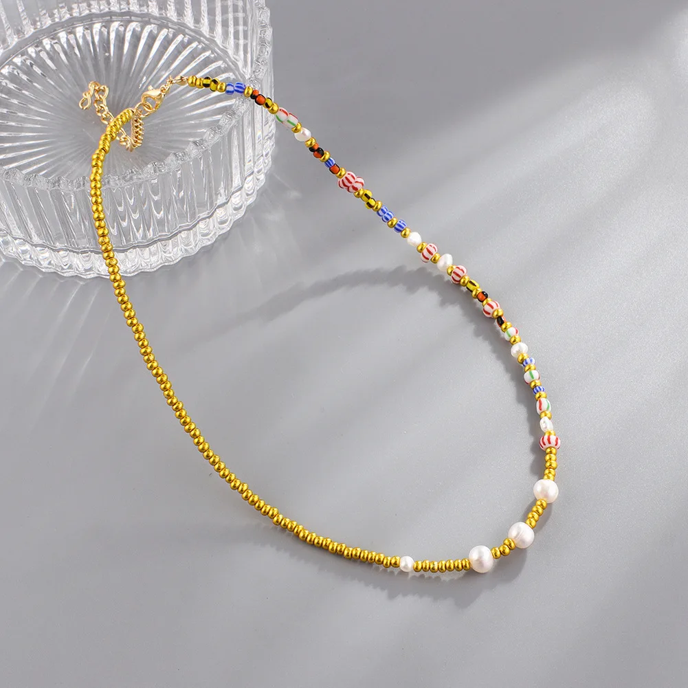 Fashion Rice Bead Necklace Chain Wave