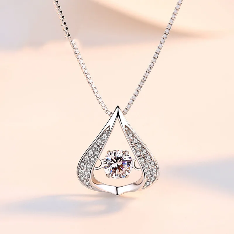 S925 Sterling Silver Drop Shape Smart Necklace Clavicle Chain