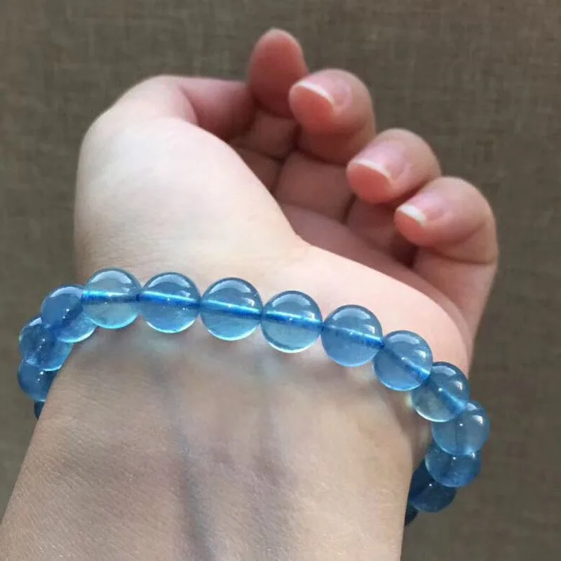 Natural Brazilian Crystal Aquamarine Bracelet For Women