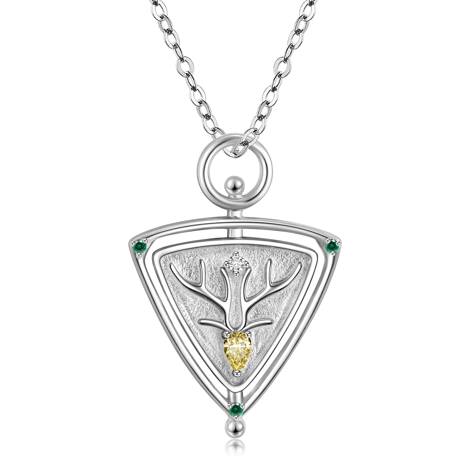 S925 Sterling Silver Simple Elk Hangtag Necklace Ins Style
