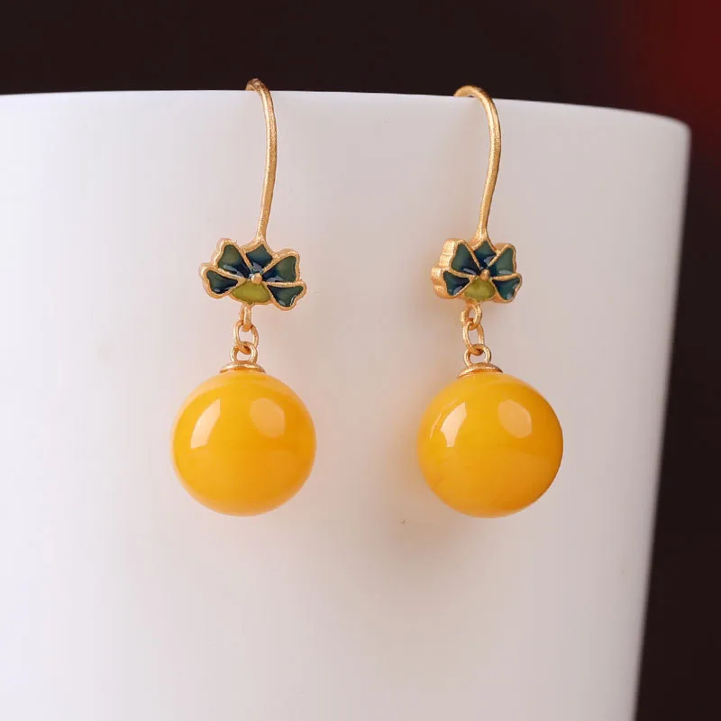 Yellow Beeswax Autumn Simplicity Water Drop Earrings