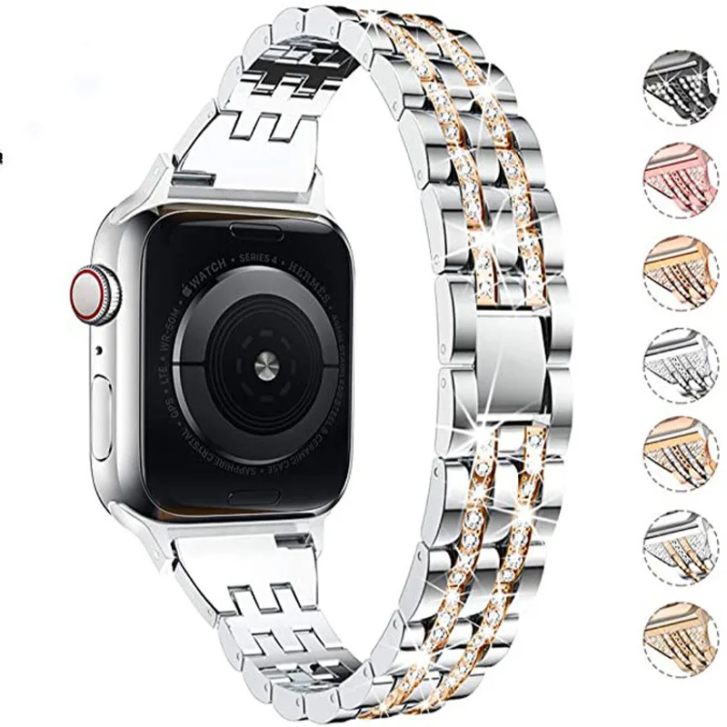Stainless Steel Metal Five-Bead Two-Row Diamond Bracelet
