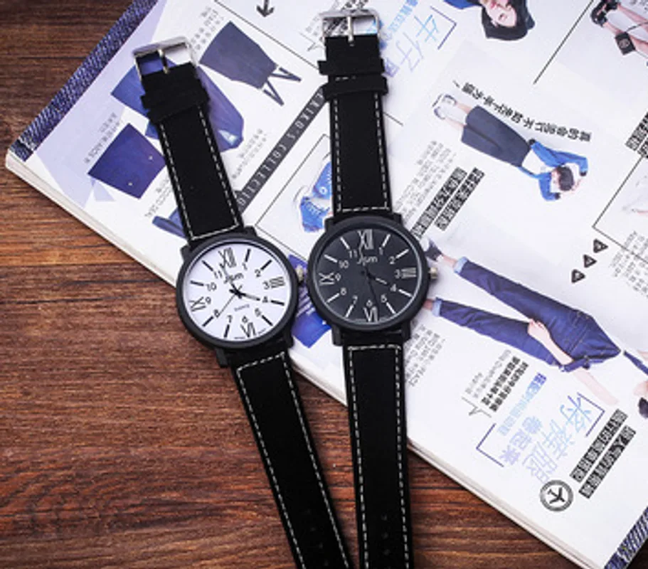 Personality Pattern Female Watch Frosted Belt Fashion Male Simple Student Couple Watch Cute Girl Watch Tide