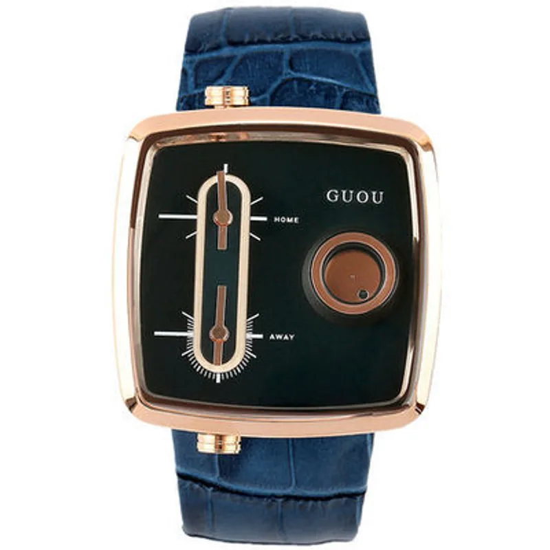 Double Movement Men's Watch Square Belt Men's Watch Fashion Handsome Trendy Men's Quartz Belt Watch Men