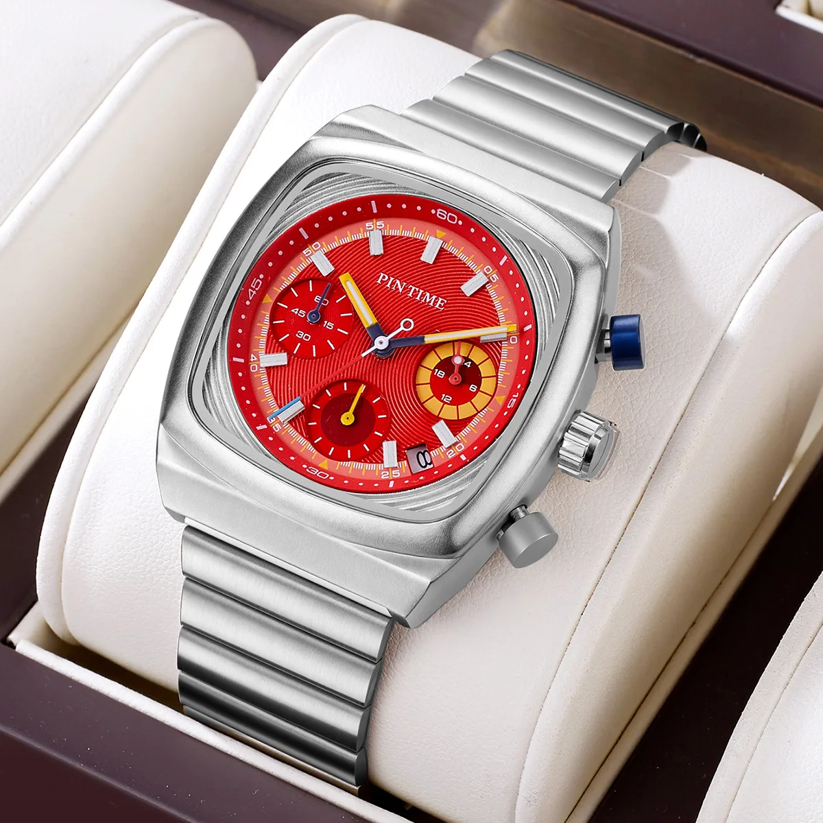 Mens Square Watch Multifunctional Six-hand Quartz Timepiece