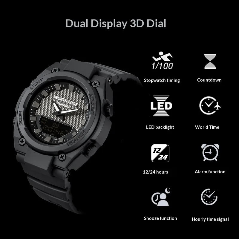 Dual-display Multi-function Luminous Quartz Watch For Students