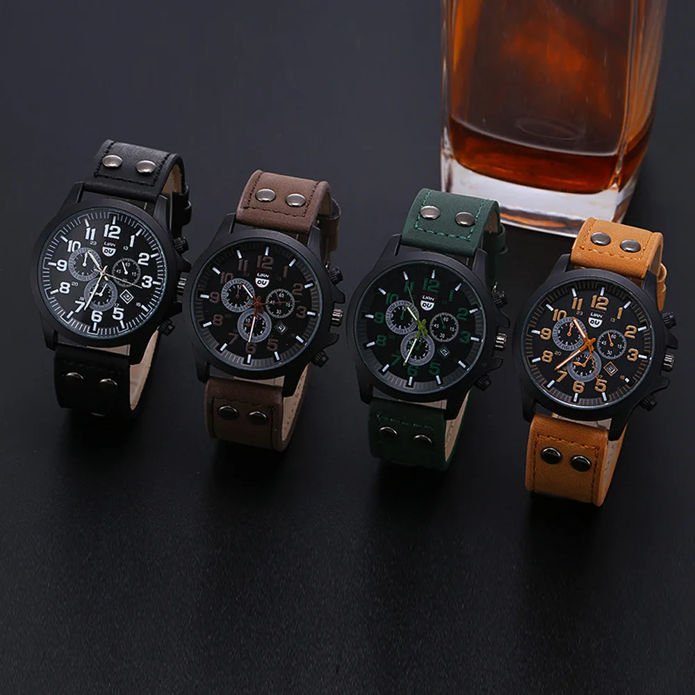 Quartz ladies watch with leather strap