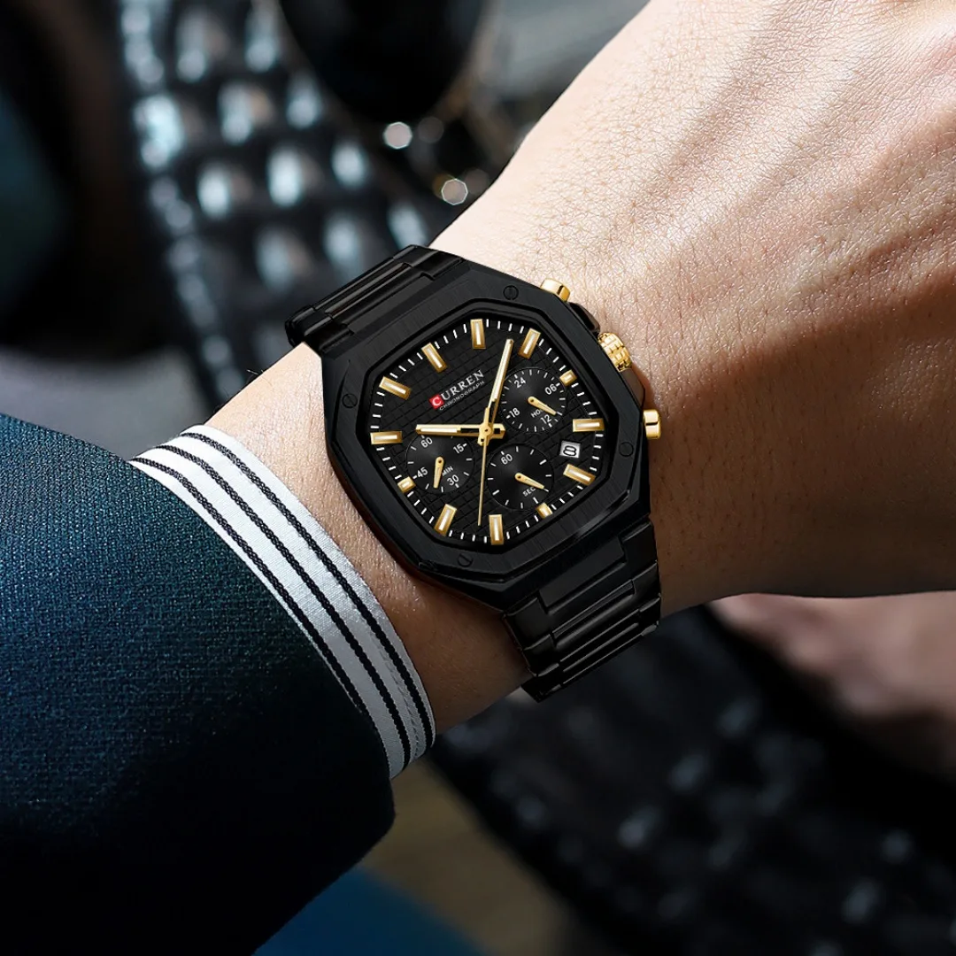 Men's Six-pin Calendar Business Steel Belt Watch