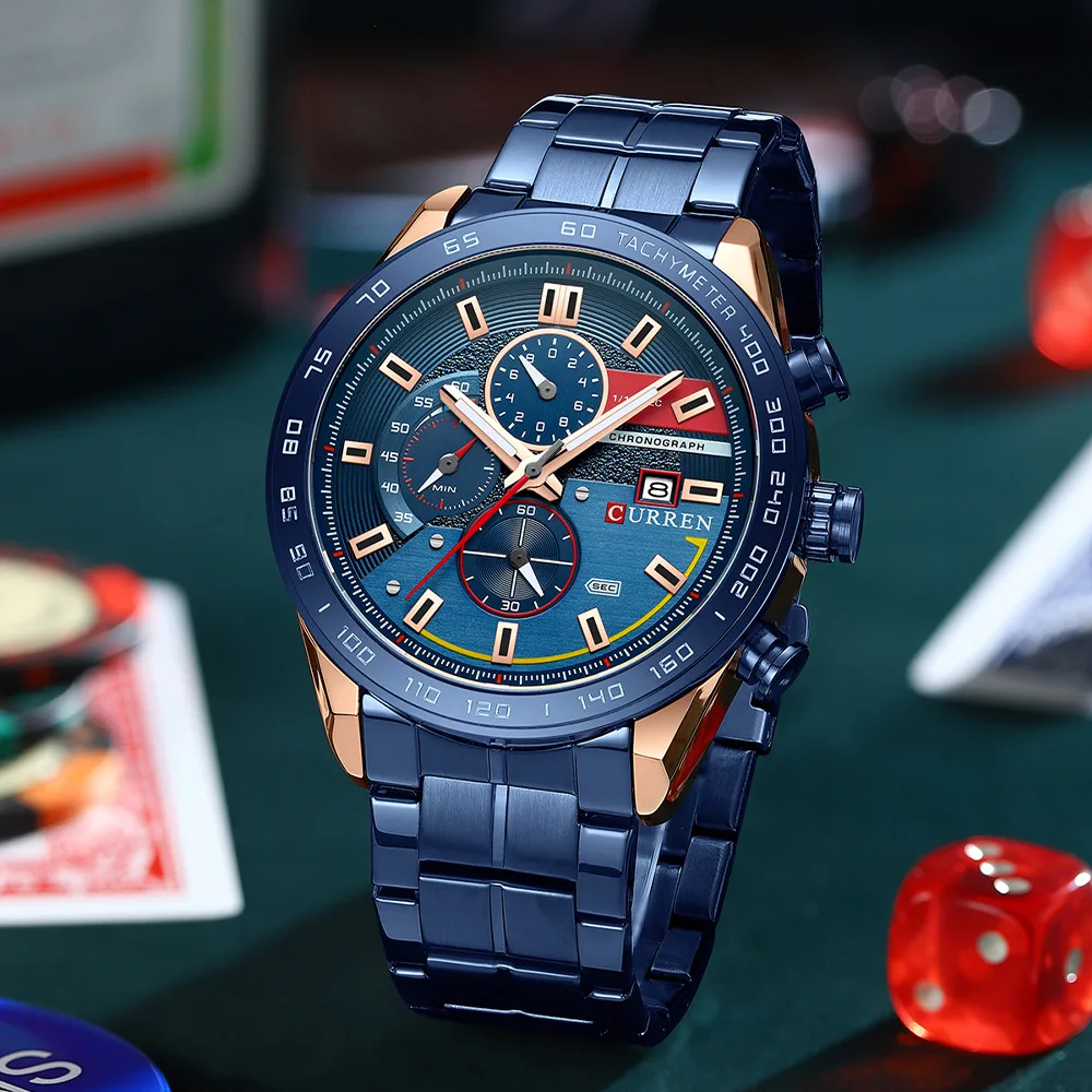 Mens Waterproof Multi-Function Watch With Large Dial And Calendar