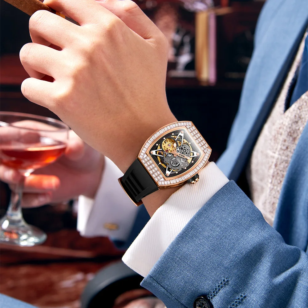 Hollow Automatic Mechanical Watch Men's Silicone Band Waterproof
