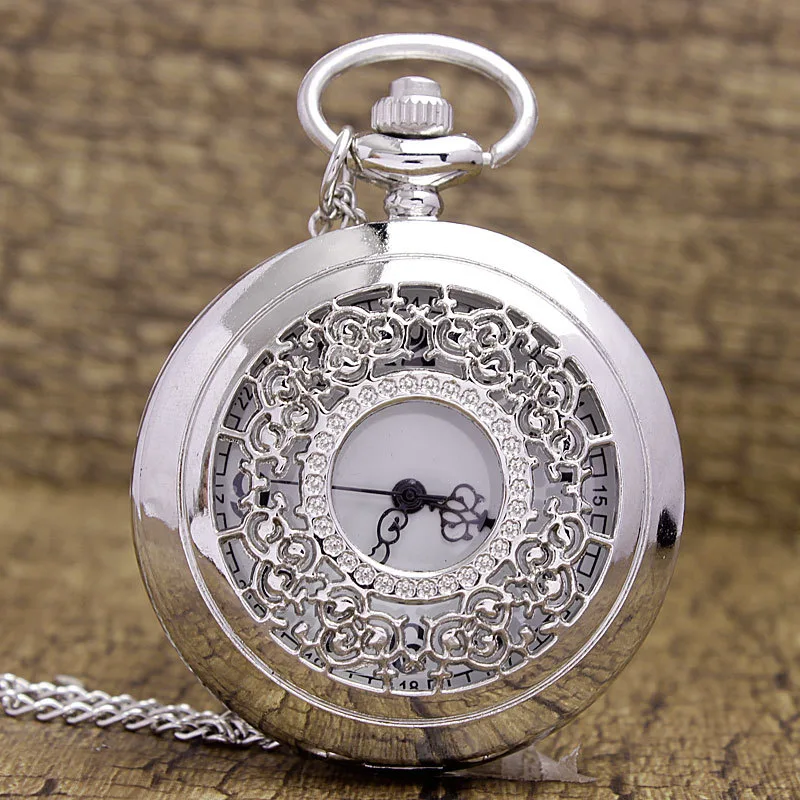 Men's And Women's Fashion Retro Hollow Clamshell Pocket Watch Necklace