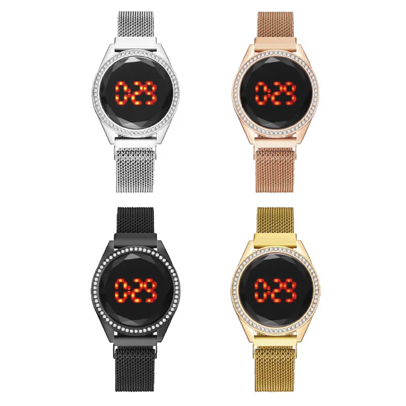 Fashion Diamond-Studded Led Electronic Ladies Watch Ladies Watch Lazy Magnet