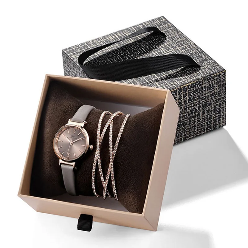 Watch Exquisite Drawer Box Crystal Bracelet Watch Set Source