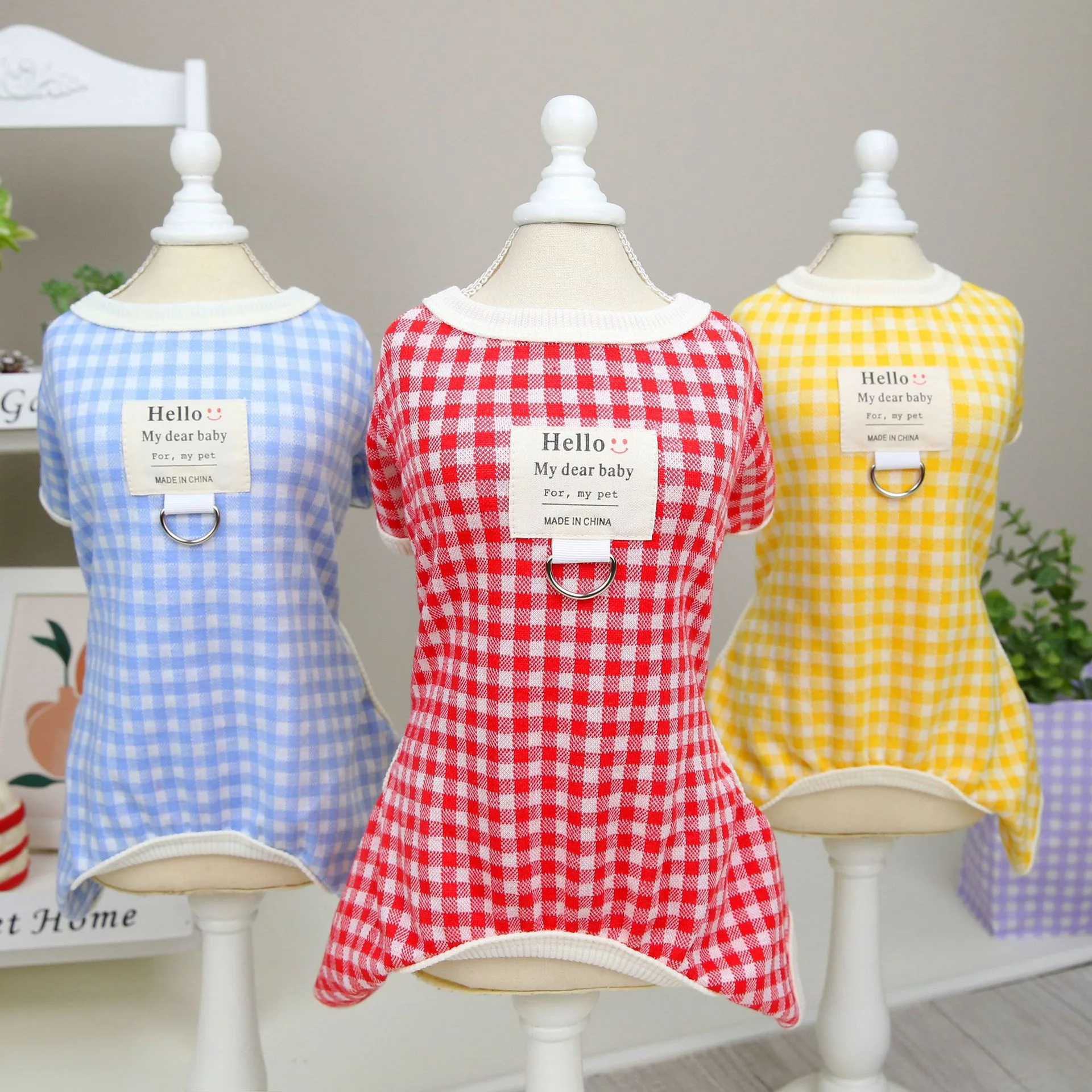Pet Supplies Teddy Small Dog Plaid Four-legged Puppy Clothing